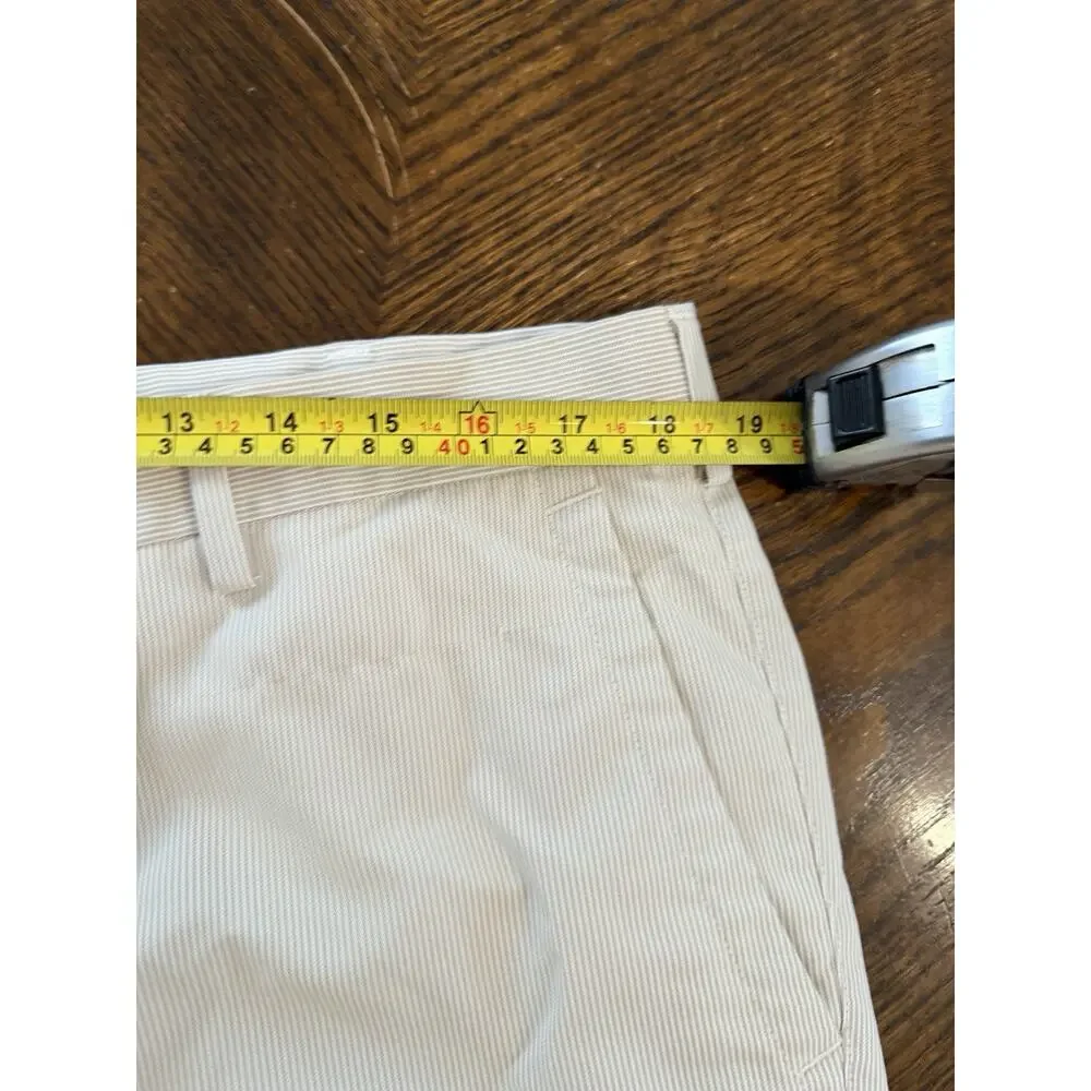 Peter Millar Size 38 Crown Sport Striped Flat Front Shorts Polyester Beige